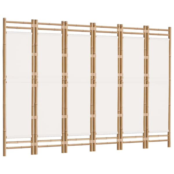Rumsavdelare 6 paneler hopfällbar 240 cm bambu och kanvas