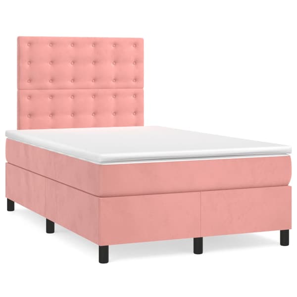 Ramsäng med madrass rosa 120x200 cm sammet