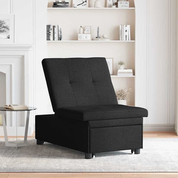 Pull Out Sofa Bed Svart 194 x 50 x 82 cm tyg