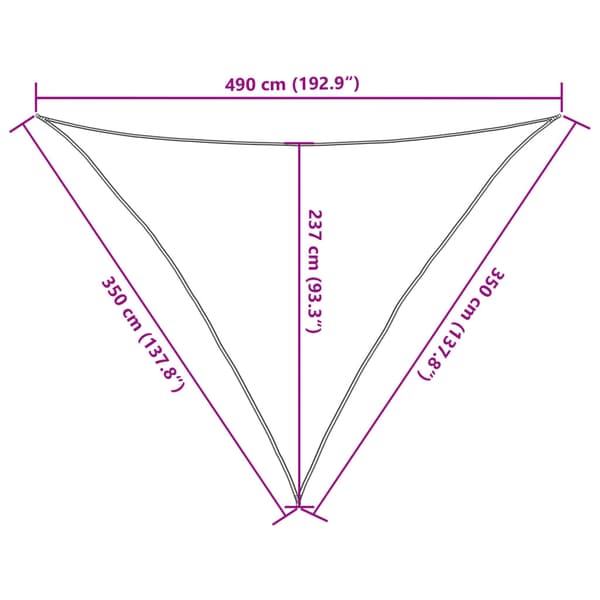 Solsegel 160 g/m² triangulär ljusgrå 3,5x3,5x4,9 m HDPE