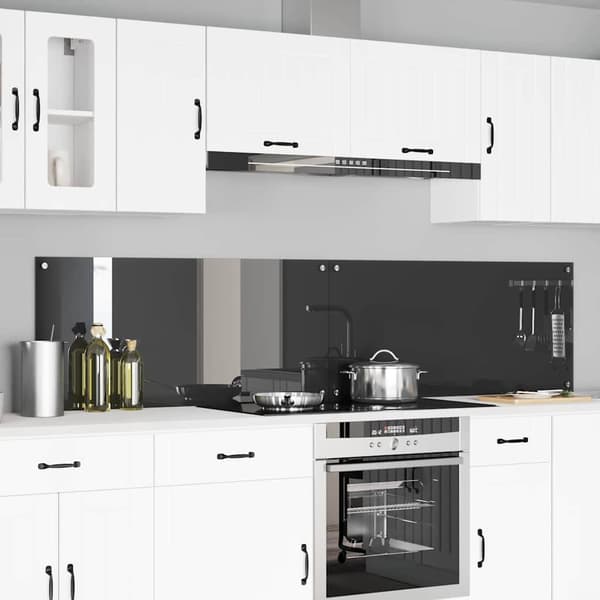 Köksskydd 2 pcs Mörkgrå 110 x 50 cm härdat glas