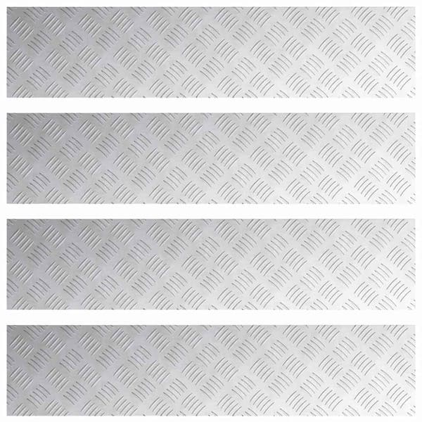 Trappsteg Rektangulär 4 pcs Silver 90 x 20 cm Aluminium