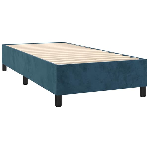 Ramsäng med madrass mörkblå 90x200 cm sammet