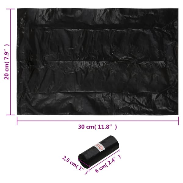 Hundbajspåsar 750 st svart 30x20 cm PE