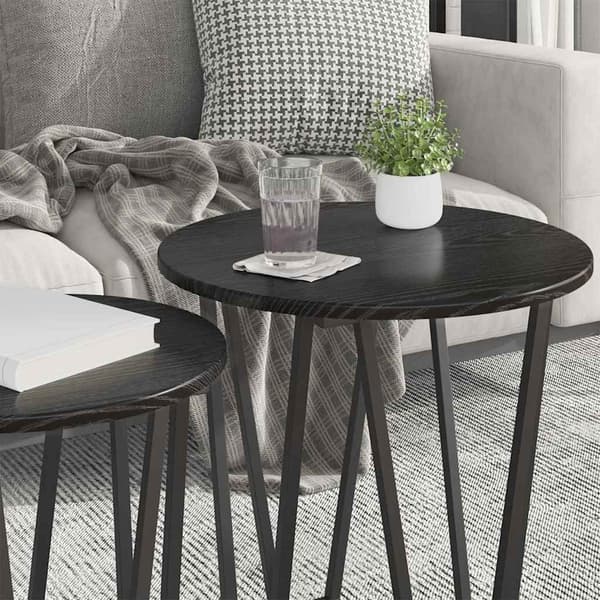 Sidobordsset 2 pcs Svart Ek