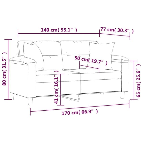 2-sits soffa med prydnadskuddar svart 140 cm konstläder