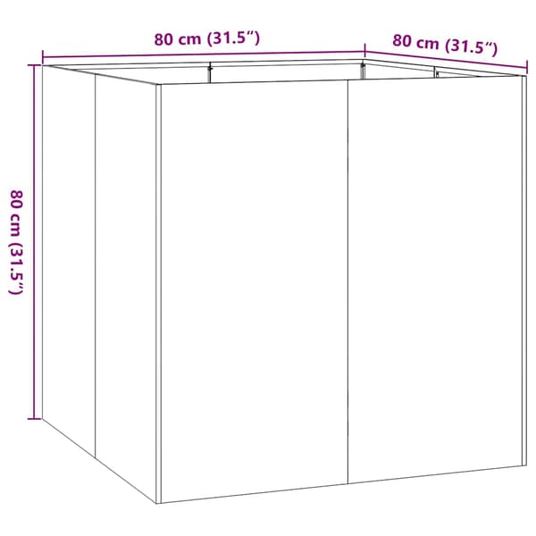 Planteringskärl vit 80x80x80 cm stål