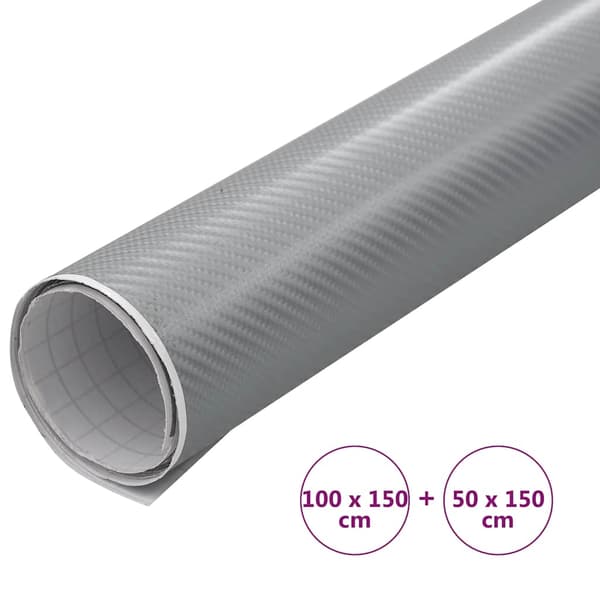 Bilfoliering 2 st 4D silver 100x150 cm+50x150 cm