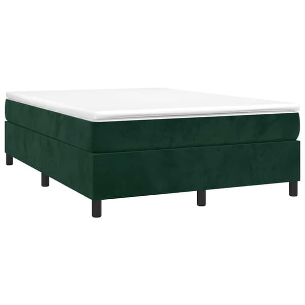 Boxspring-sängram mörkgrön 140x190 cm sammet