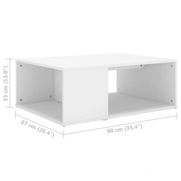 Soffbord vit 90x67x33 cm konstruerat trä