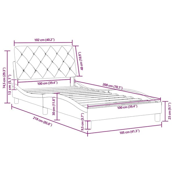 Bed Frame without Mattress Blue 100x200 cm Velvet