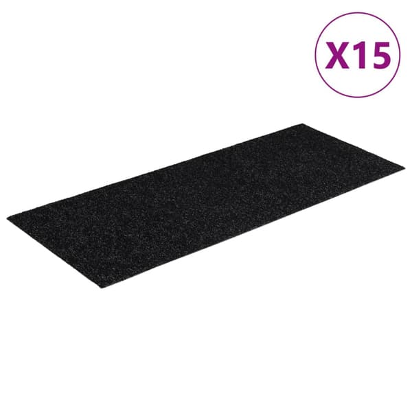 Trappmattor självhäftande 15 st 60x25 cm svarta rektangulära