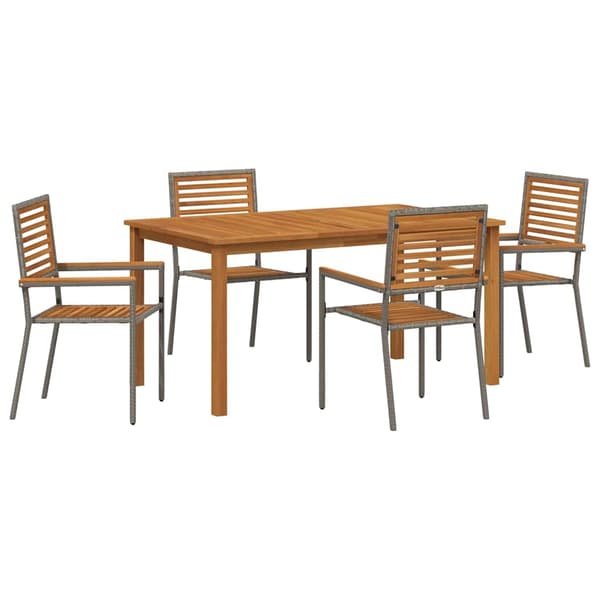 Trädgårdsmöbelset 5 pcs Grå Massivt Akaciaträ