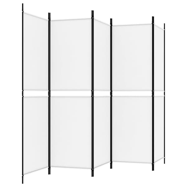 Rumsavdelare 5 paneler vit 250x180 cm tyg