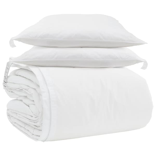 Täckeset med kudde 3 pcs Vit Dunfjäder