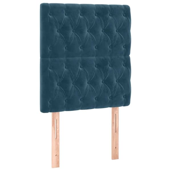 Sänggavel mörkblå 80x7x118/128 cm sammet