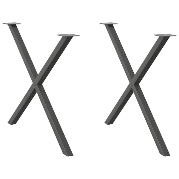 Matbordsben X-formade 2 st antracit 90x(72-73) cm stål