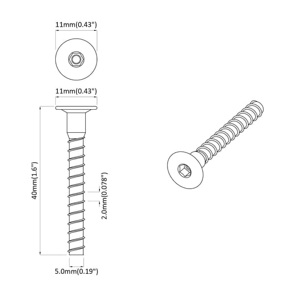 Skruv 12 pcs Zinkbelagd 5 x 40 mm Järn