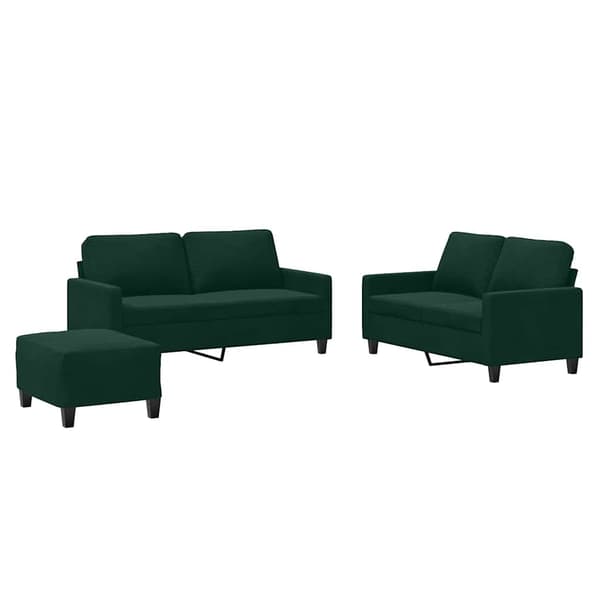 Soffgrupp med dynor 3 delar mörkgrön sammet