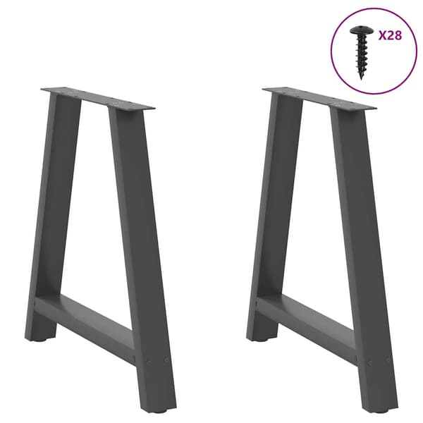 Matbordsben A-formade 2 st antracit 80x(72-73) cm stål