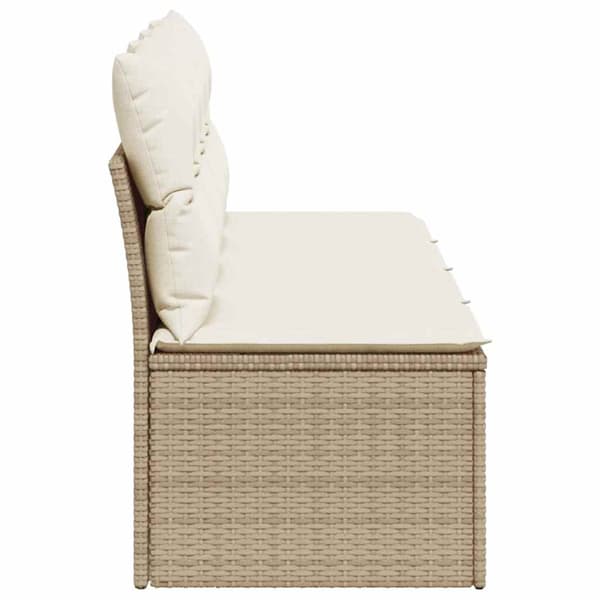 Trädgårdssoffa 4-sits med dynor konstrotting beige