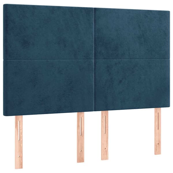 Ramsäng med madrass & LED mörkblå 140x200 cm sammet