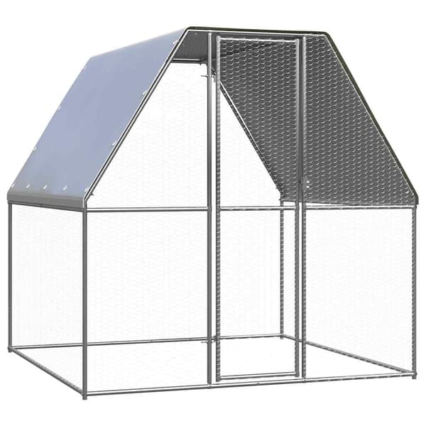 Hönsbur silver och grå 2x2x2 m galvaniserat stål