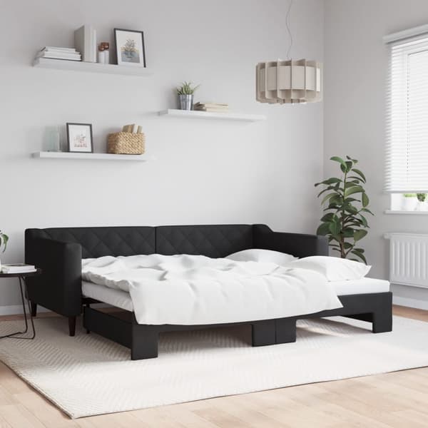Dagbädd utdragbar svart 90x190 cm tyg