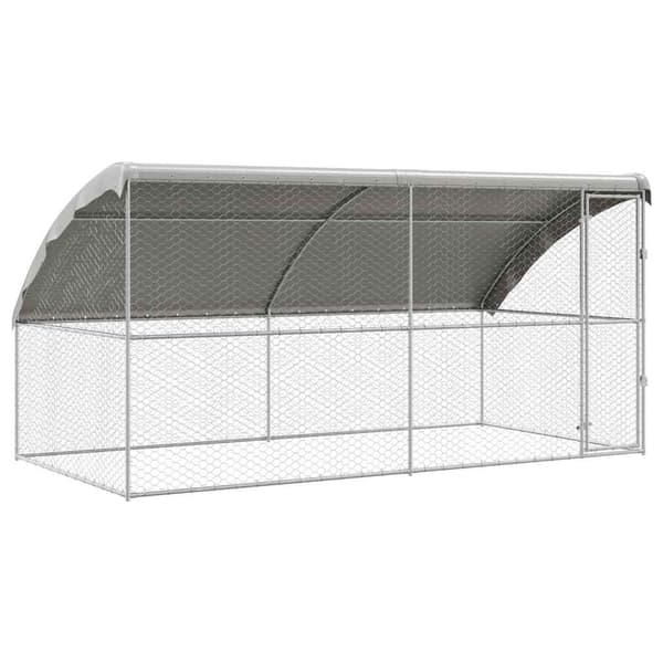 Hundbur med lagring 2 pcs Silver 4 x 2 x 2 m Galvaniserat stål