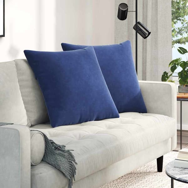 Sofakuddar 2 pcs Polisblå 80 x 80 cm Kordread tyg