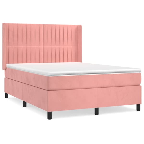 Ramsäng med madrass rosa 140x200 cm sammet