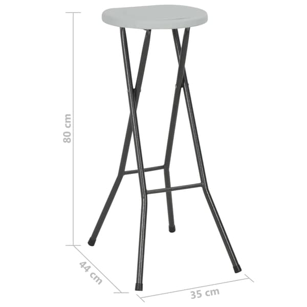 Hopfällbara barstolar 2 st HDPE och stål vit