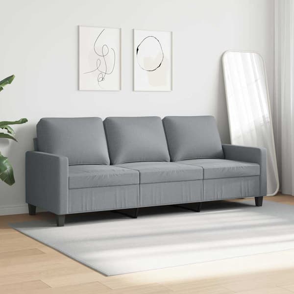 3-sitssoffa ljusgrå 180 cm tyg