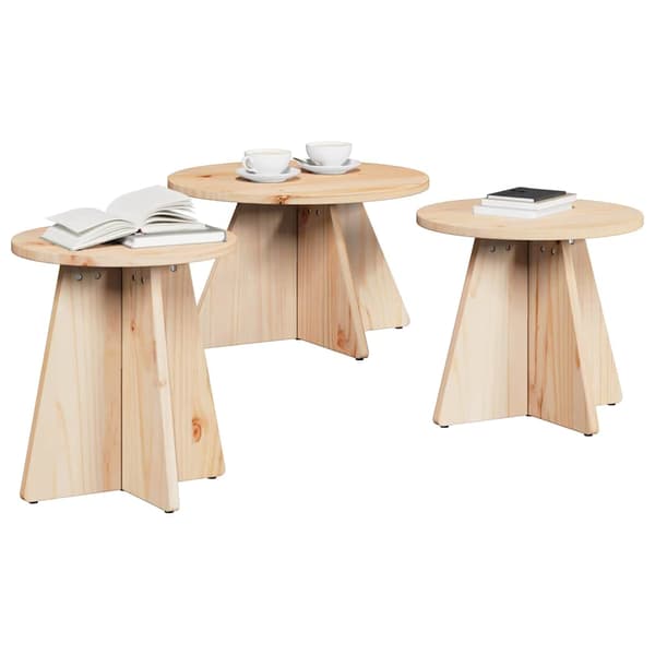 Kaffeebord 3 pcs Naturfärg