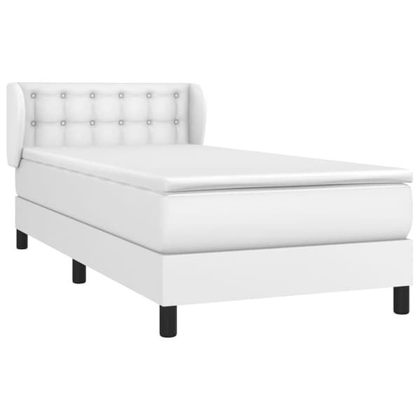 Ramsäng med madrass vit 90x190 cm konstläder
