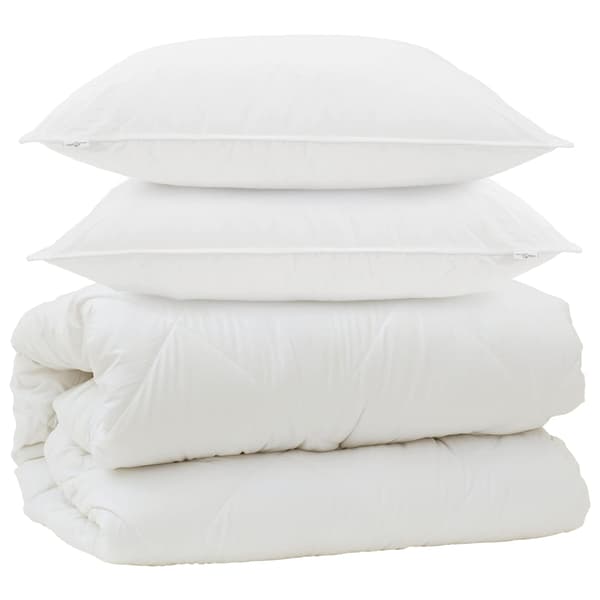 Duntäcke med Kuddar med kudde 3 pcs Vit Mikrofiber