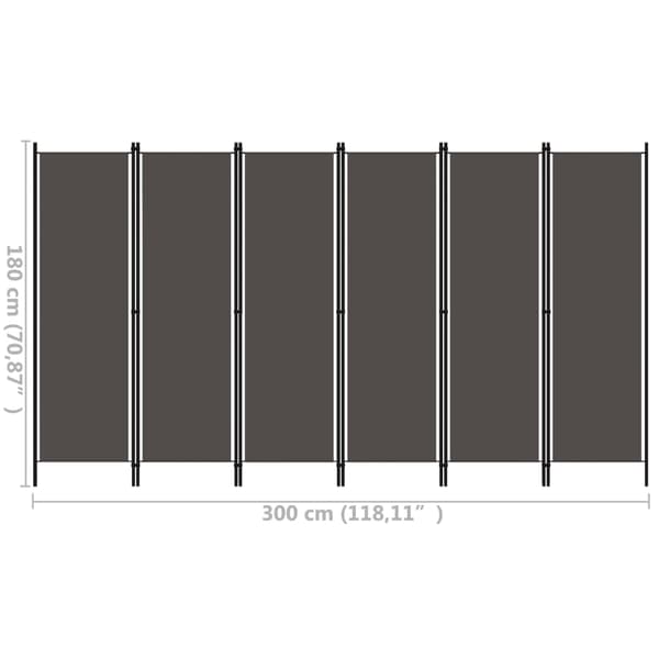 Rumsavdelare 6 paneler antracit 300x180 cm