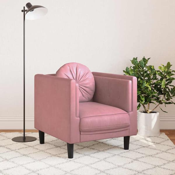 Fåtölj med dyna rosa sammet