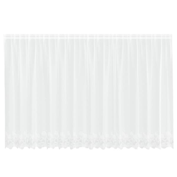 Spetsgardin med gardiner Blommor Vit 180 x 400 cm Polyester