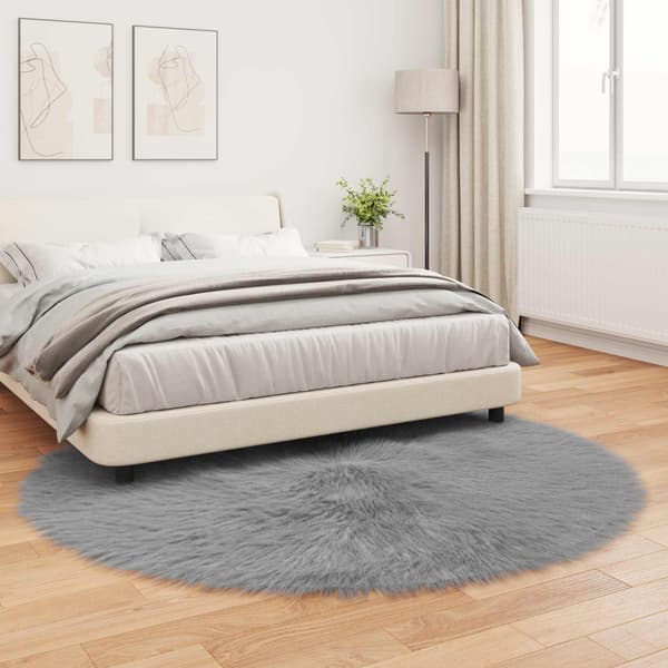 Fuskfäll matta TAFALLA Grå Ø 200 cm Polyester