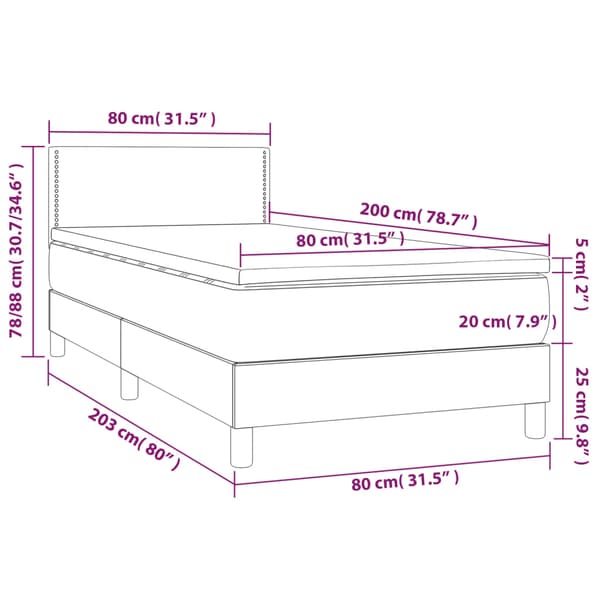 Ramsäng med madrass ljusgrå 80x200 cm sammet