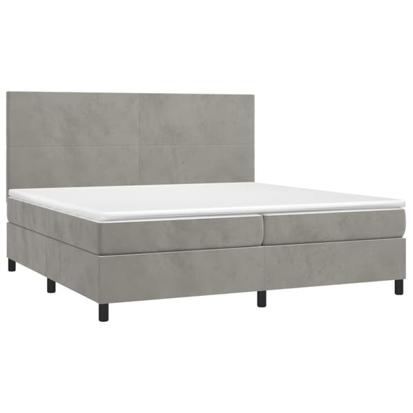 Ramsäng med madrass ljusgrå 200x200 cm sammet