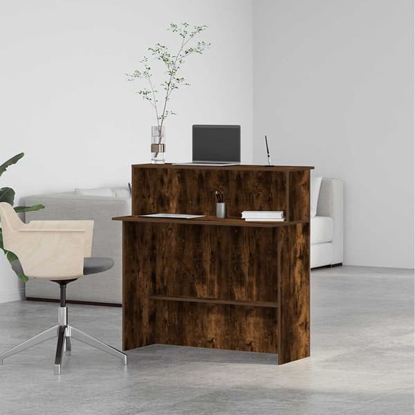 Receptionsdisk rökfärgad ek 100x50x103,5 cm konstruerat trä