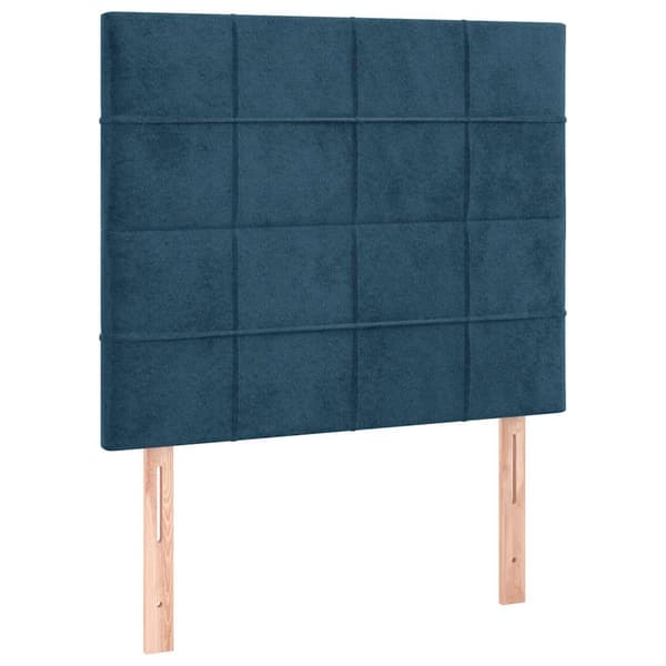 Ramsäng med madrass mörkblå 90x190 cm sammet