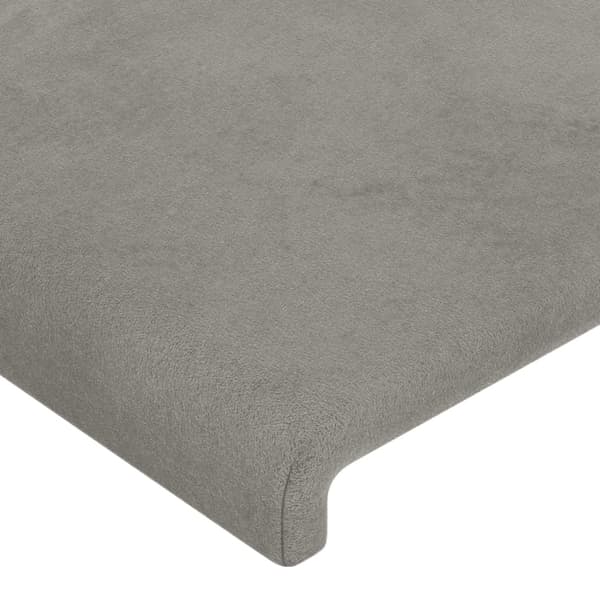 Sänggavel ljusgrå 144x5x118/128 cm sammet