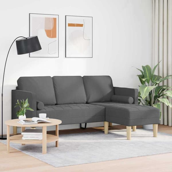 Soffset med kudde Mörkgrå Polyester