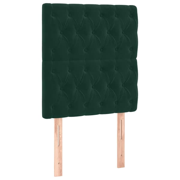 Ramsäng med madrass & LED mörkgrön 100x200 cm sammet