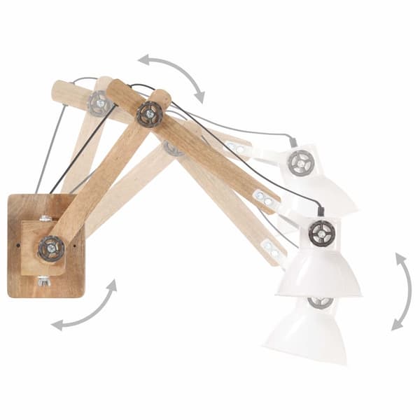 Vägglampa industriell stil vit rund E27