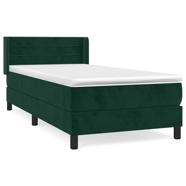 Ramsäng med madrass mörkgrön 100x200 cm sammet