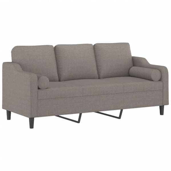 3-sitssoffa med prydnadskuddar taupe 180 cm tyg